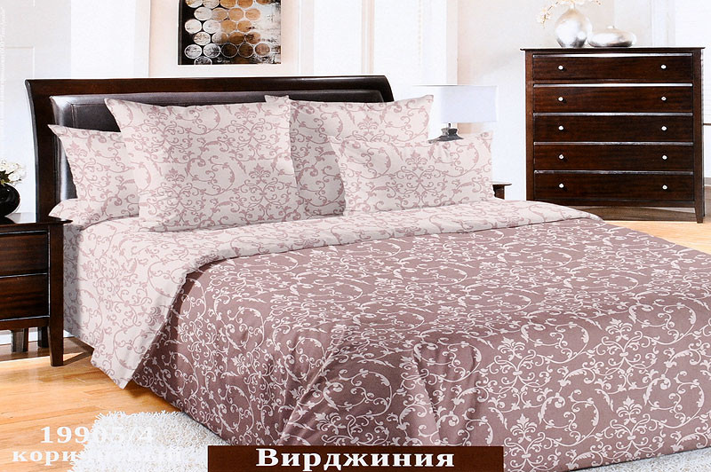 Постельное бельё сливочно-коричневая перкаль Вирджиния FSD_5917
